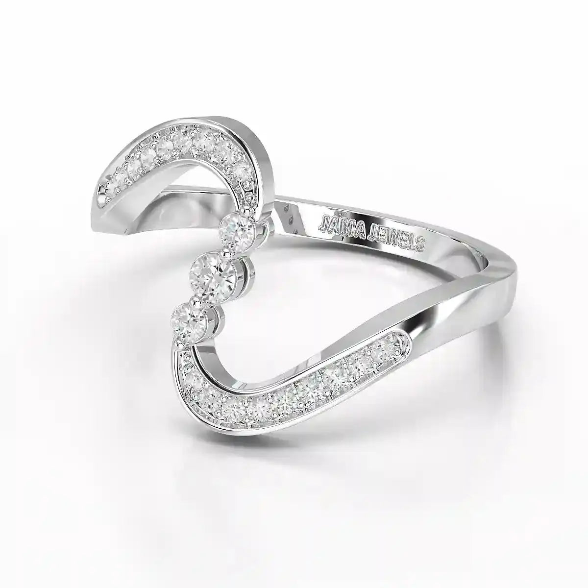 0.15 CT Lab Diamond Wave Ring with Round Cut Lab Diamonds Jama Jewels