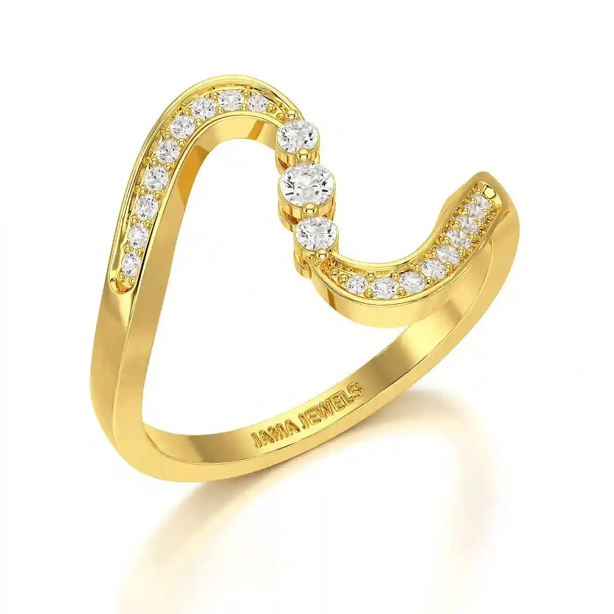 0.15 CT Lab Diamond Wave Ring with Round Cut Lab Diamonds Jama Jewels