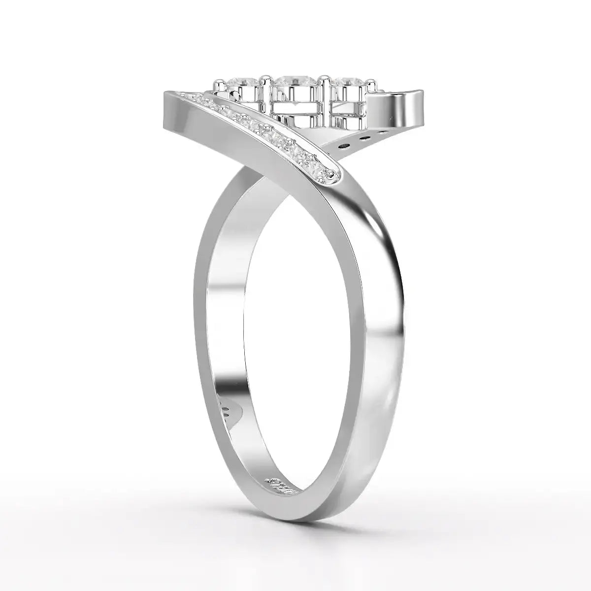 0.15 CT Lab Diamond Wave Ring with Round Cut Lab Diamonds Jama Jewels