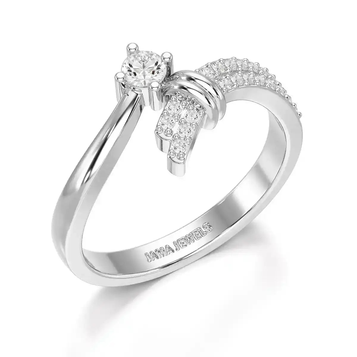 0.20 CT Round Cut Lab Diamond Bypass Ring Jama Jewels