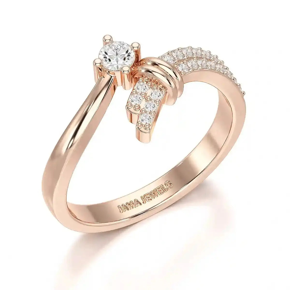 0.20 CT Round Cut Lab Diamond Bypass Ring Jama Jewels