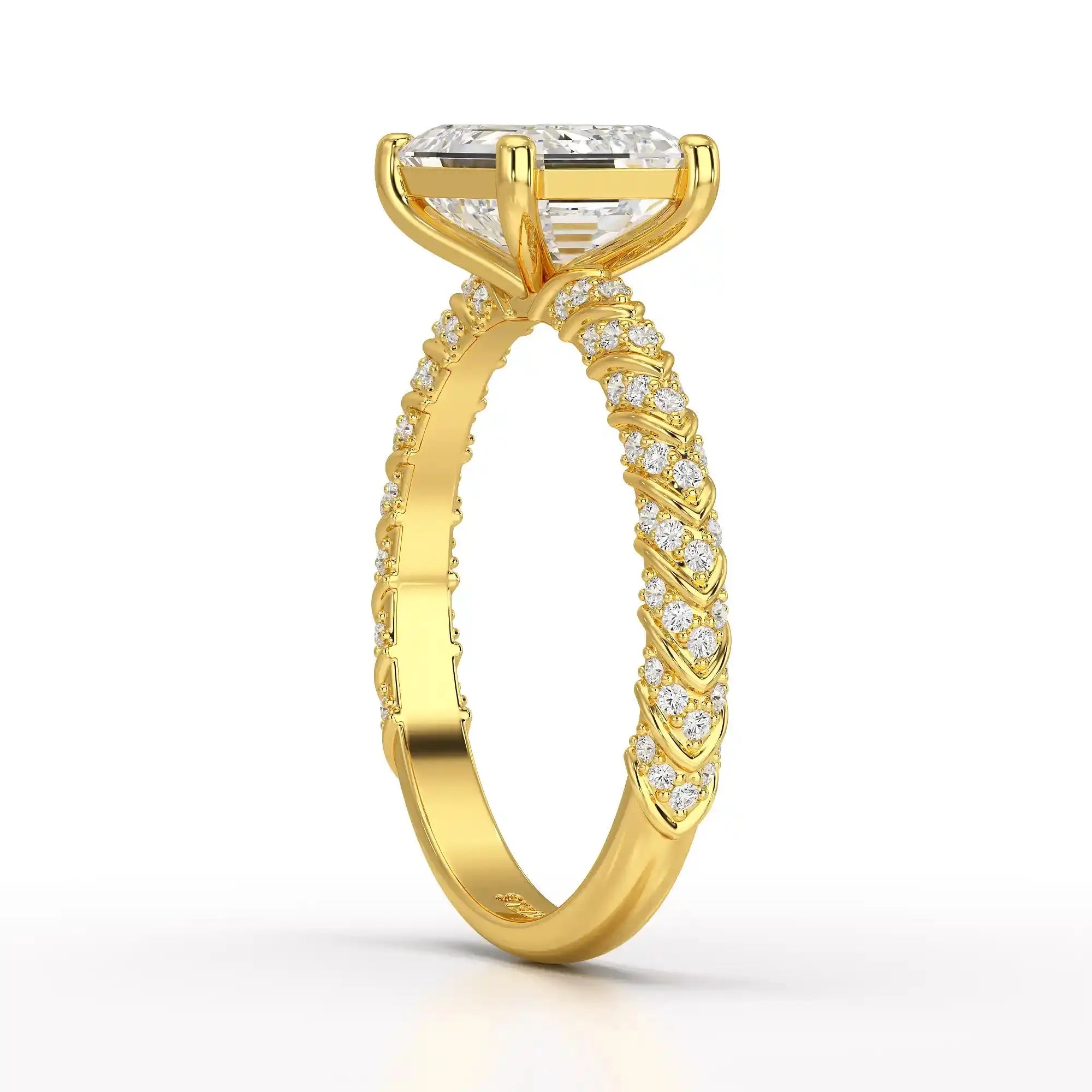2.40 CT Straight Emerald Cut Lab Diamond Ring Jama Jewels