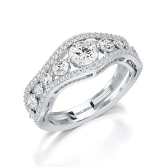 1.50 CT Round Cut Three Row Curved Diamond Ring Jama Jewels