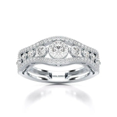 1.50 CT Round Cut Three Row Curved Diamond Ring Jama Jewels
