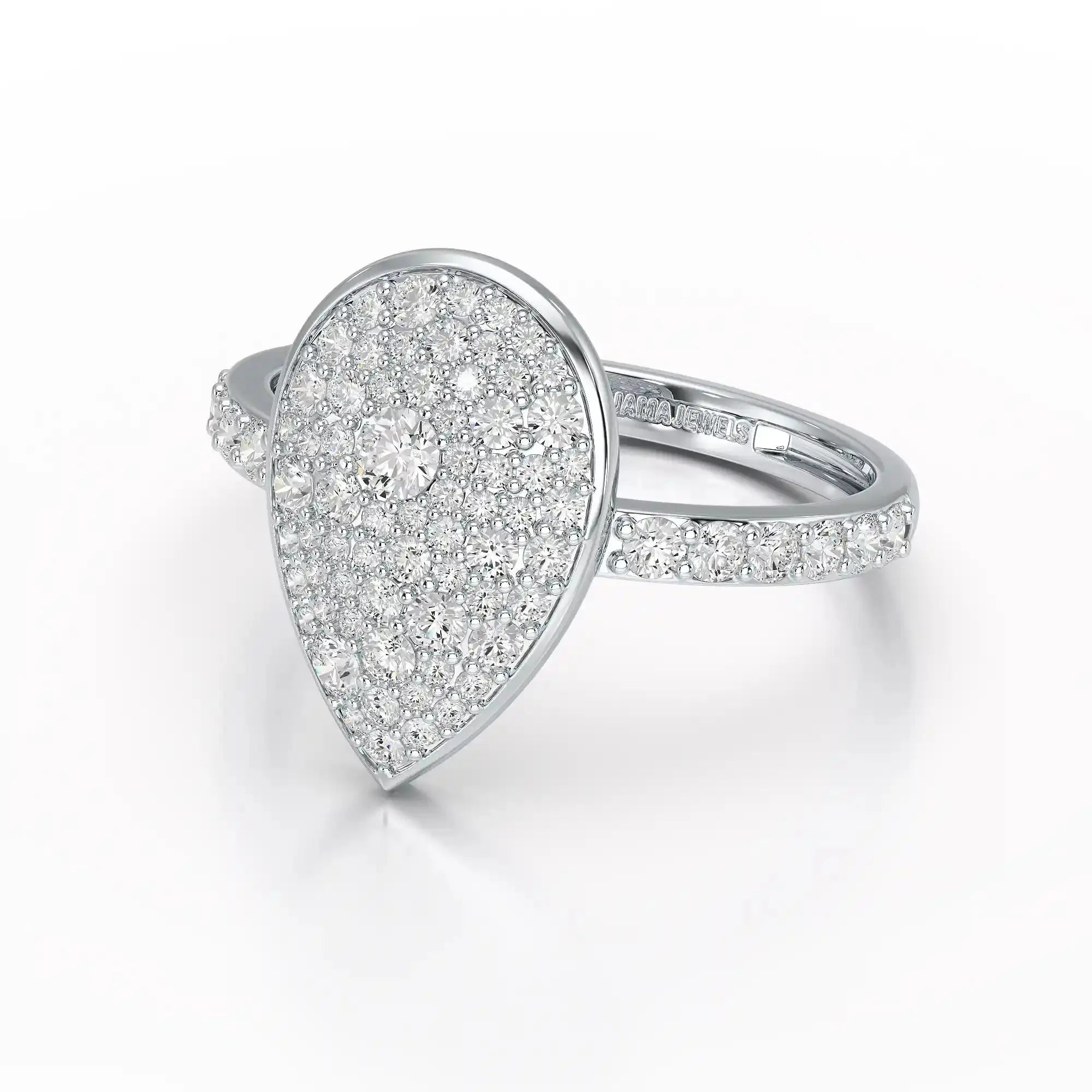 1 CT Pear Shaped Pave Ring with Round Diamonds Jama Jewels