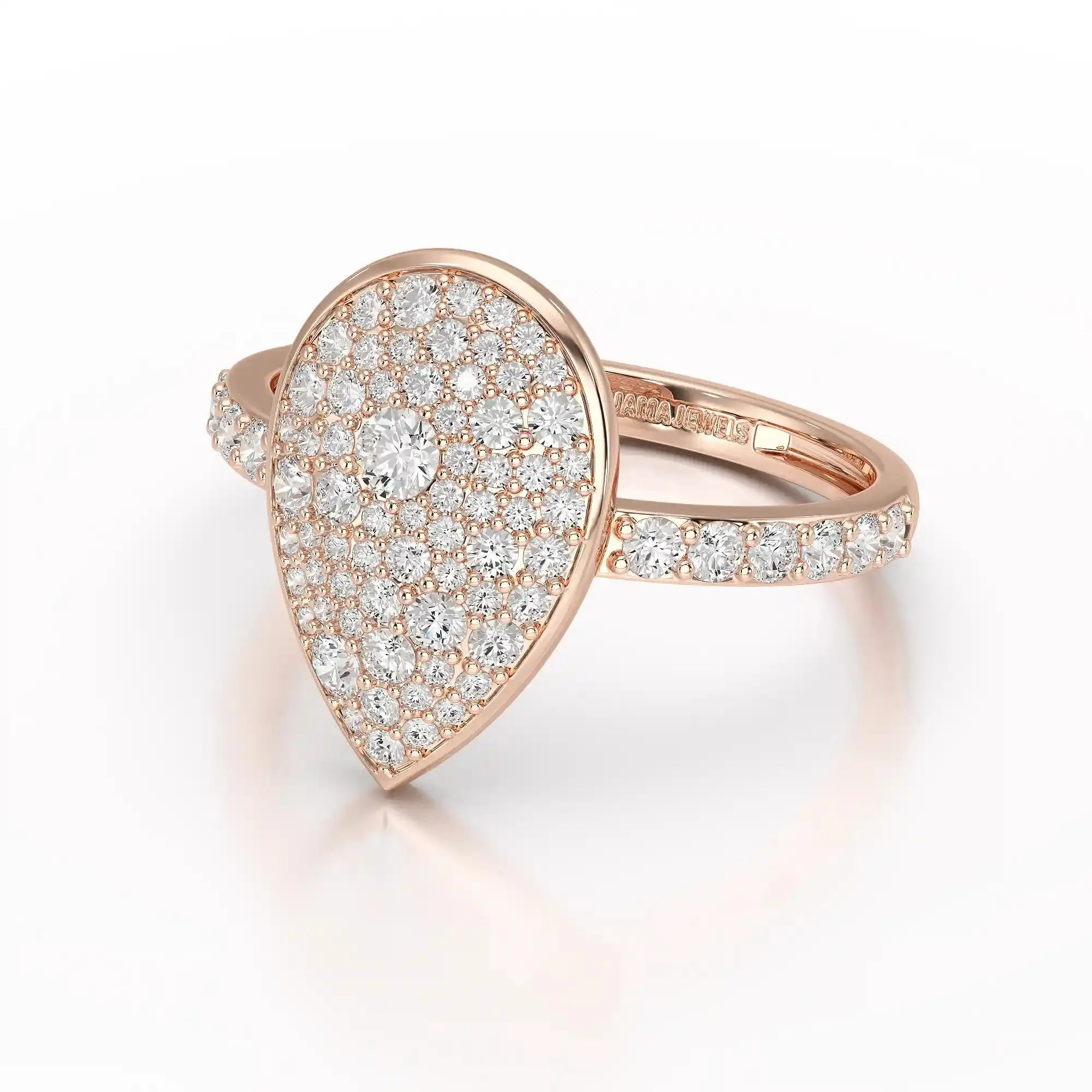1 CT Pear Shaped Pave Ring with Round Diamonds Jama Jewels