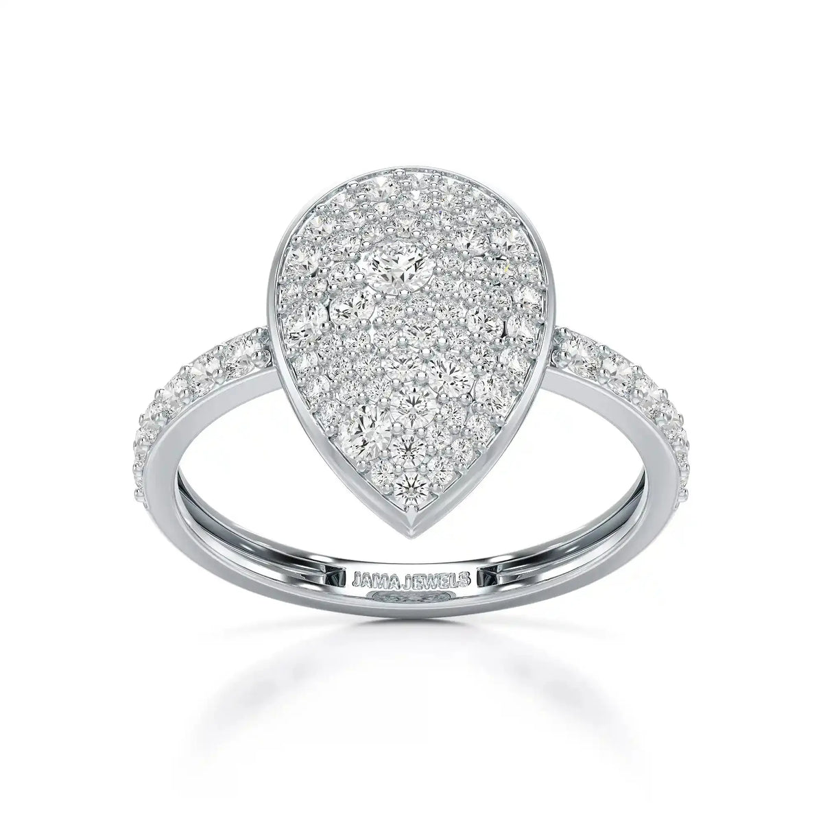 1 CT Pear Shaped Pave Ring with Round Diamonds Jama Jewels