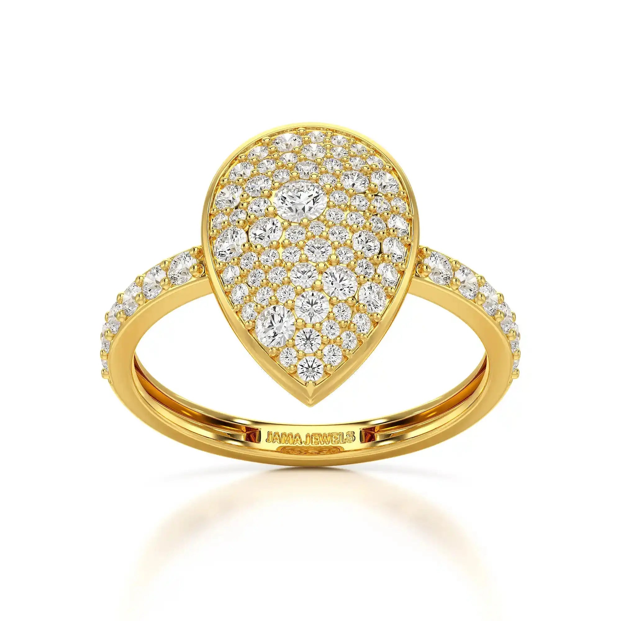 1 CT Pear Shaped Pave Ring with Round Diamonds Jama Jewels