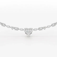 12.54 CT Heart Cut Lab Diamond Tennis Necklace Jama Jewels