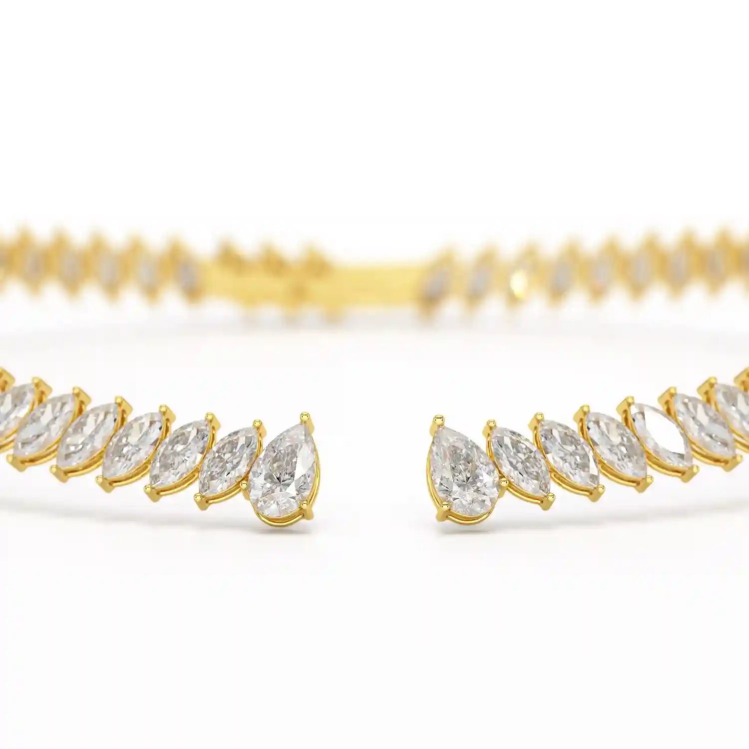37.17 CT Pear and Marquise Cut Lab Diamond Necklace
