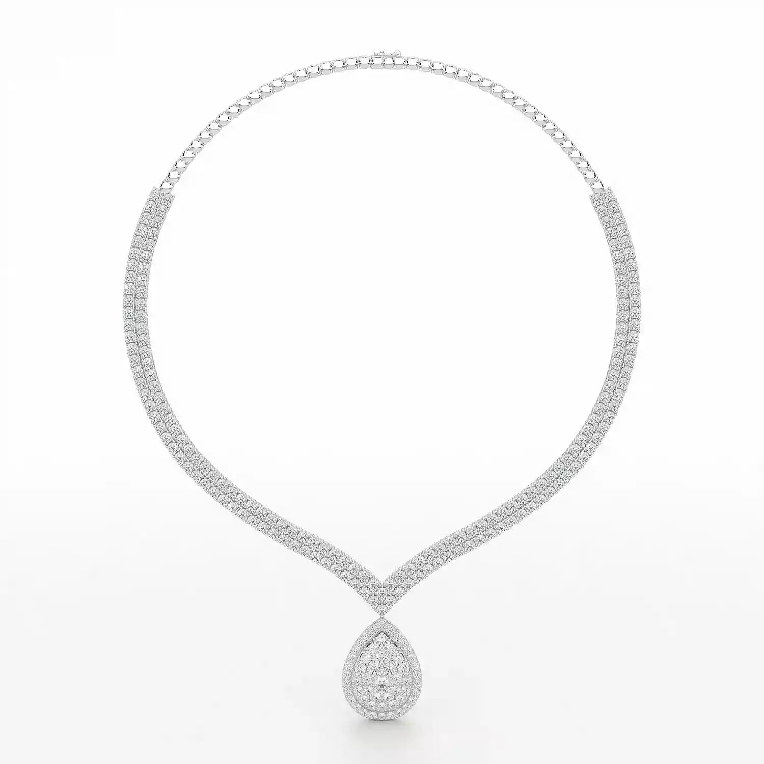 23.5 CT Two Layered Necklace with Round Lab Diamonds Jama Jewels