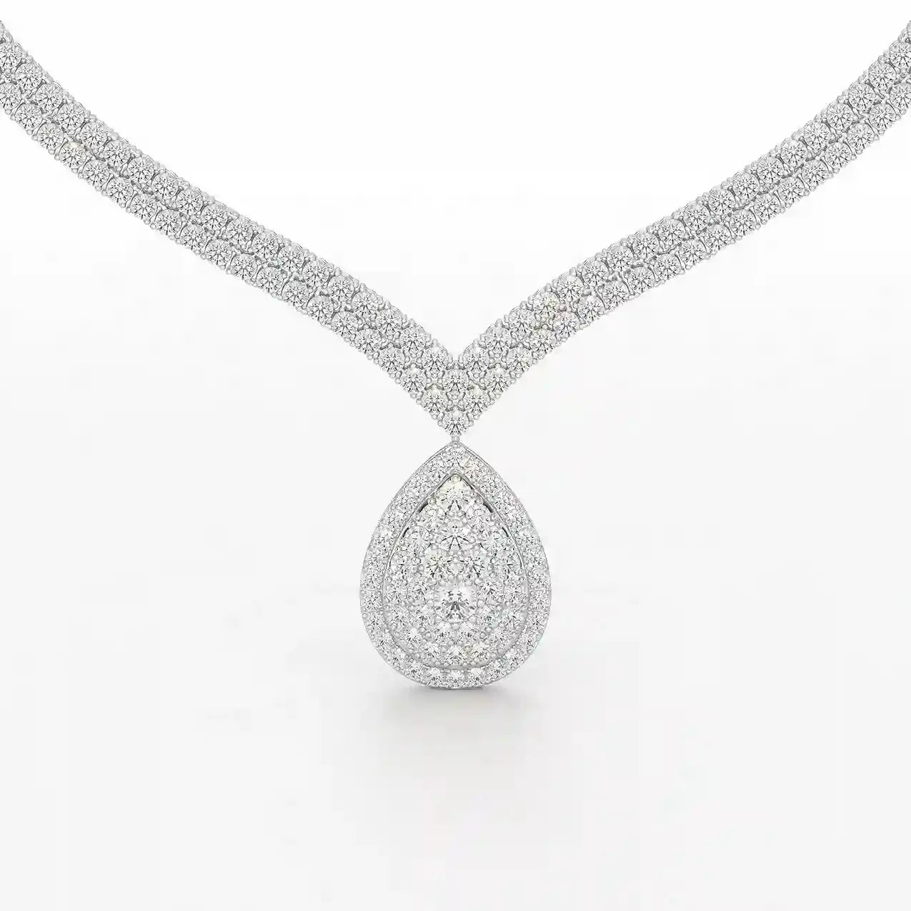 23.5 CT Two Layered Necklace with Round Lab Diamonds Jama Jewels