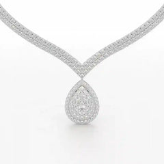 23.5 CT Two Layered Necklace with Round Lab Diamonds Jama Jewels
