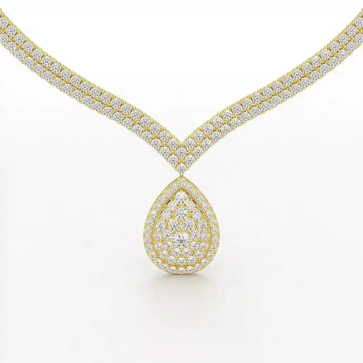 23.5 CT Two Layered Necklace with Round Lab Diamonds Jama Jewels