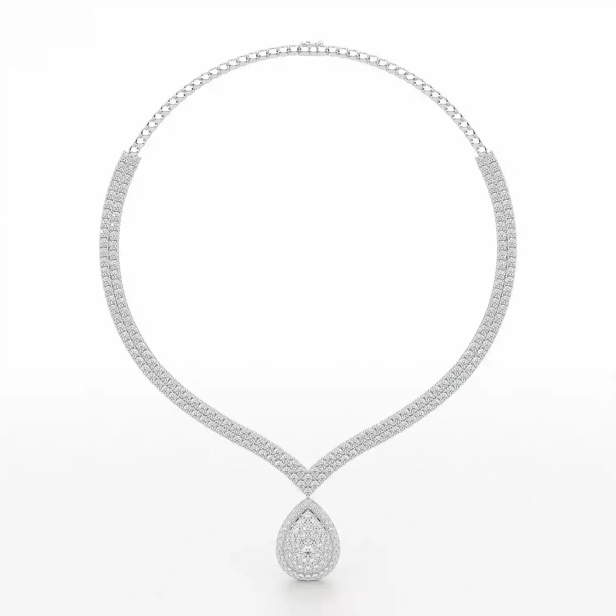 23.5 CT Two Layered Necklace with Round Lab Diamonds Jama Jewels