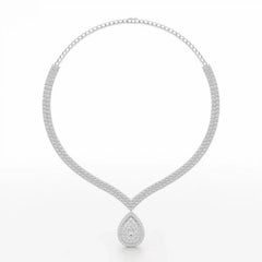 23.5 CT Two Layered Necklace with Round Lab Diamonds Jama Jewels