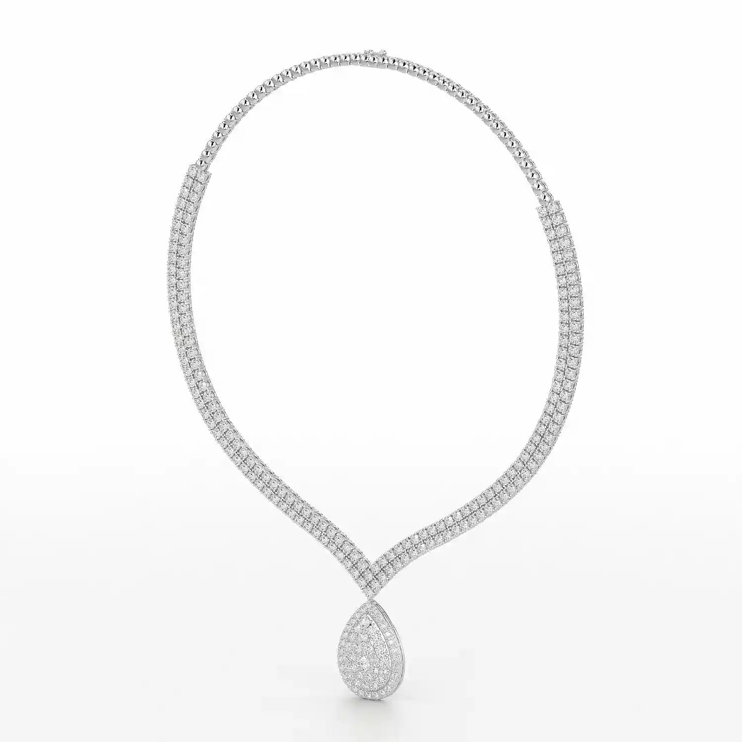 23.5 CT Two Layered Necklace with Round Lab Diamonds Jama Jewels