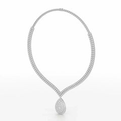 23.5 CT Two Layered Necklace with Round Lab Diamonds Jama Jewels