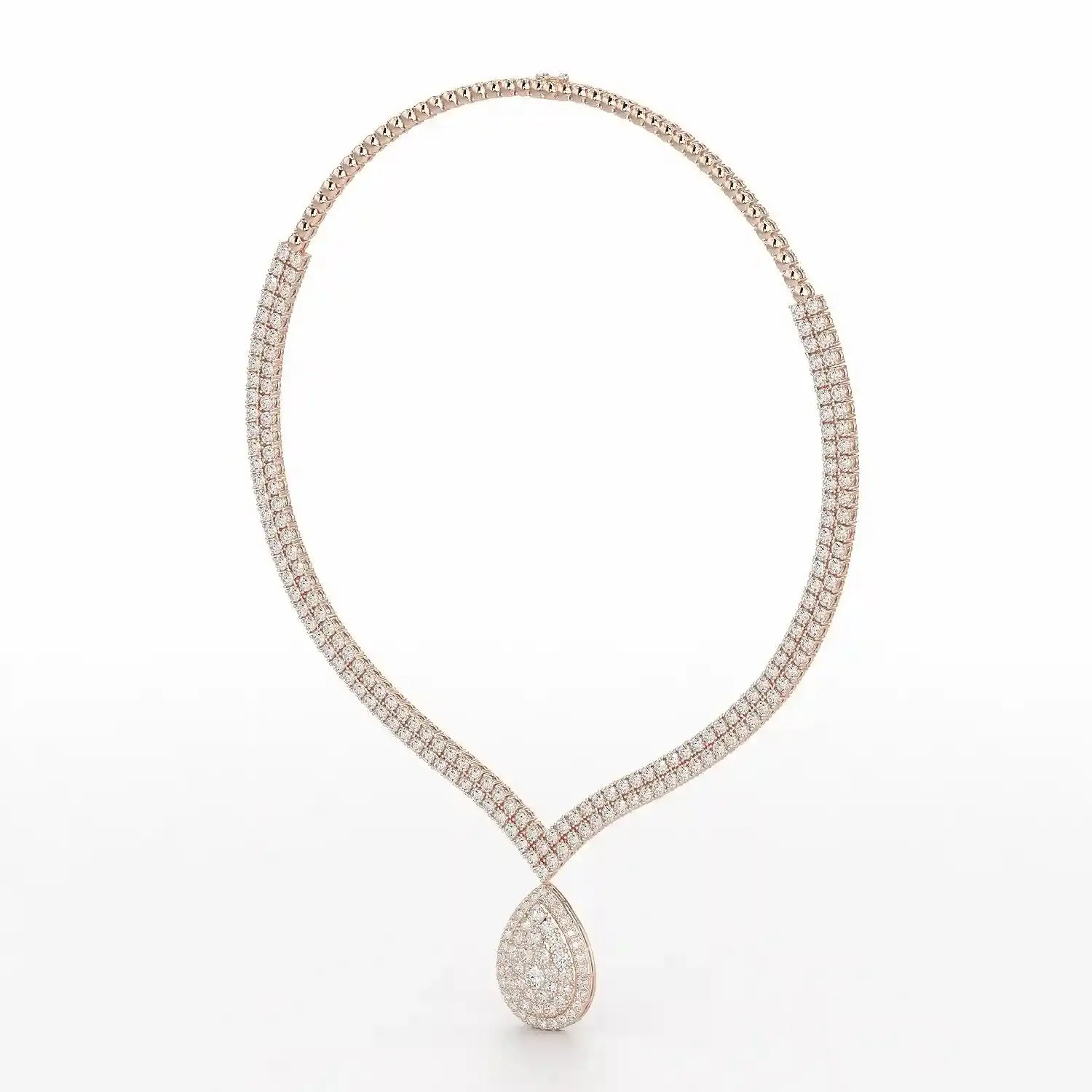 23.5 CT Two Layered Necklace with Round Lab Diamonds Jama Jewels