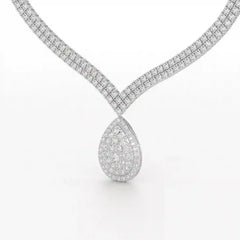 23.5 CT Two Layered Necklace with Round Lab Diamonds Jama Jewels