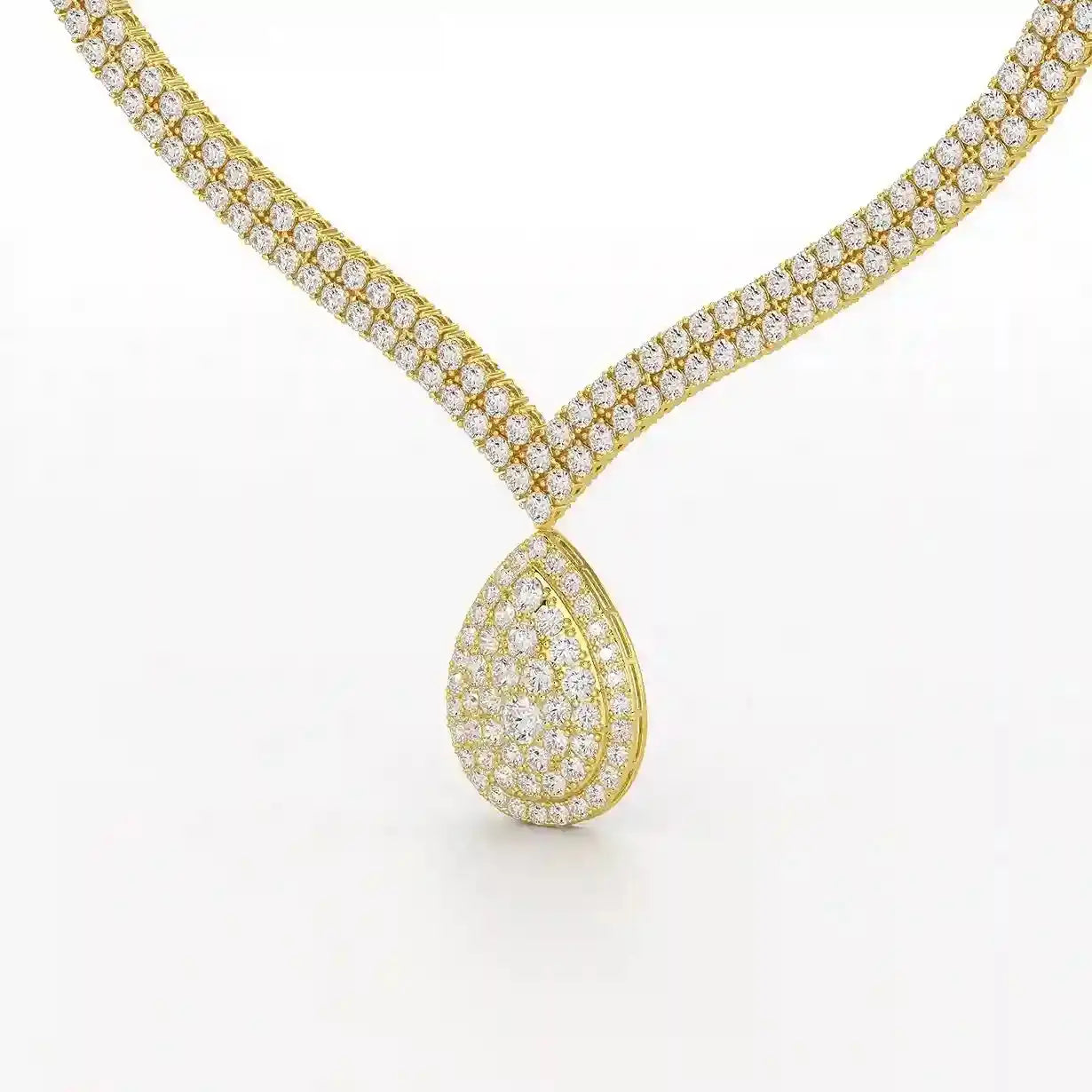 23.5 CT Two Layered Necklace with Round Lab Diamonds Jama Jewels