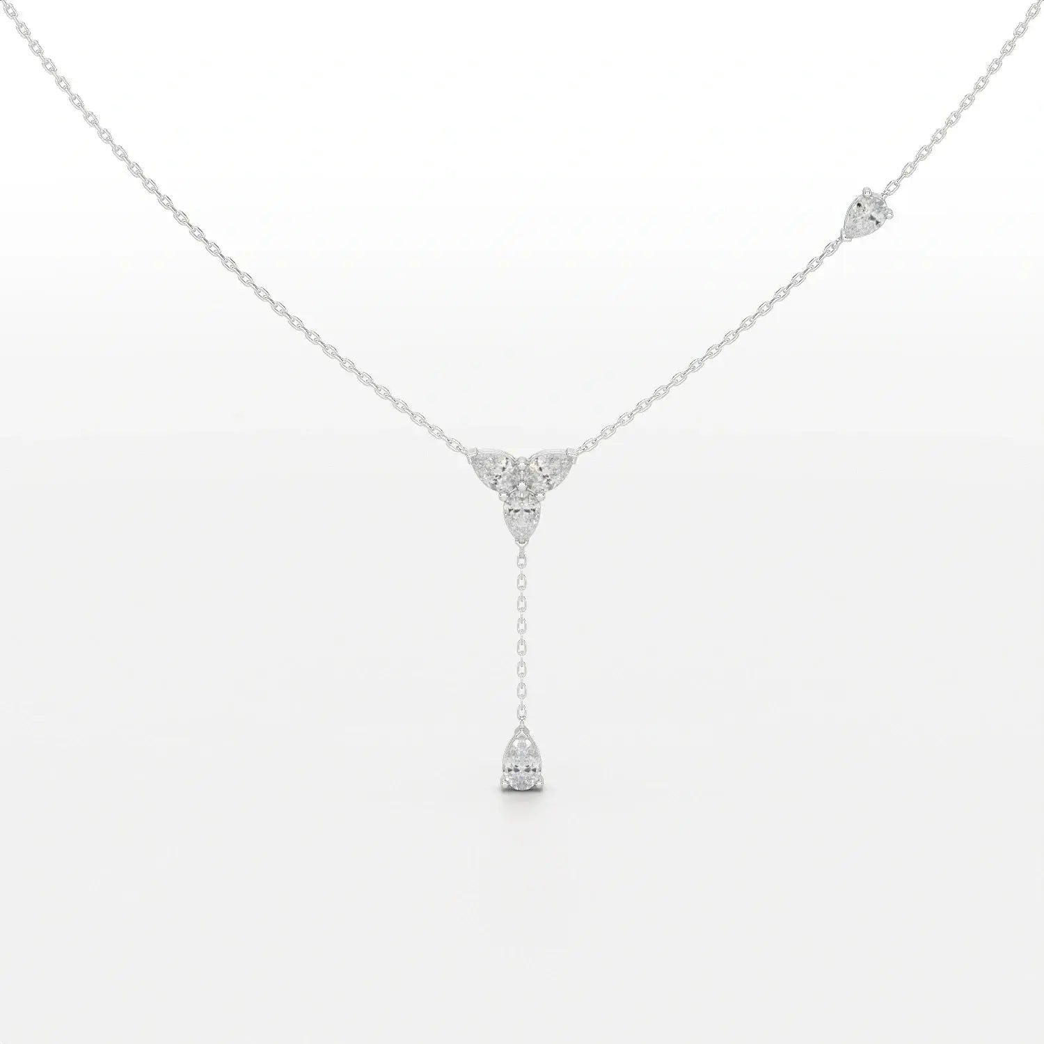 1 CT Drop Necklace with Pear Cut Lab Diamonds Jama Jewels