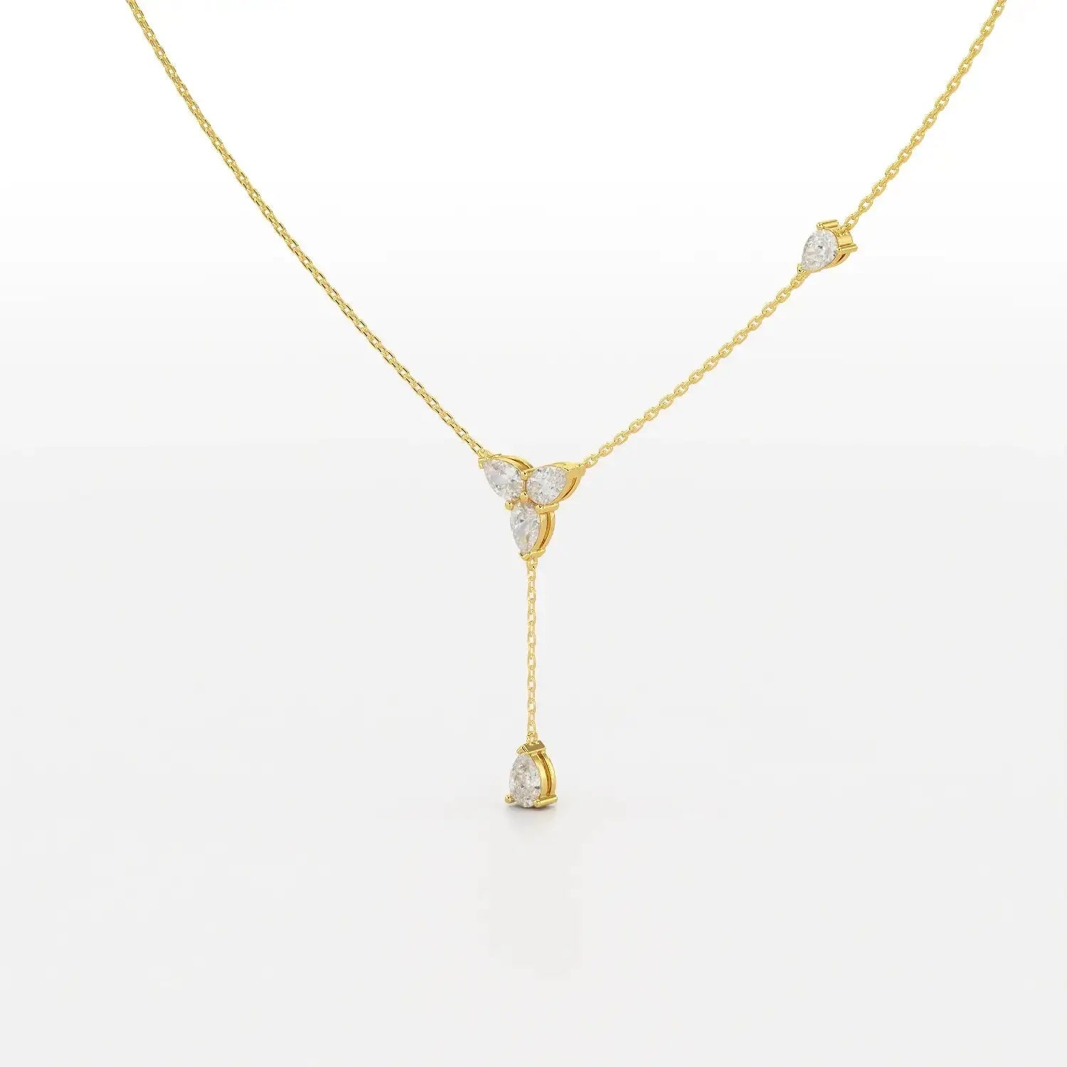 1 CT Drop Necklace with Pear Cut Lab Diamonds Jama Jewels