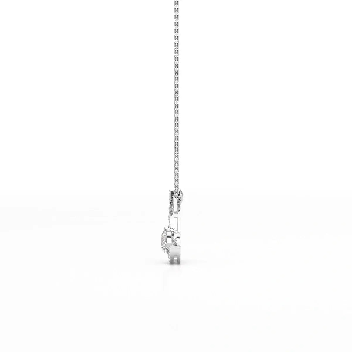 1.7 CT Lab Diamond Moon Shaped Round Chain Pendant Jama Jewels