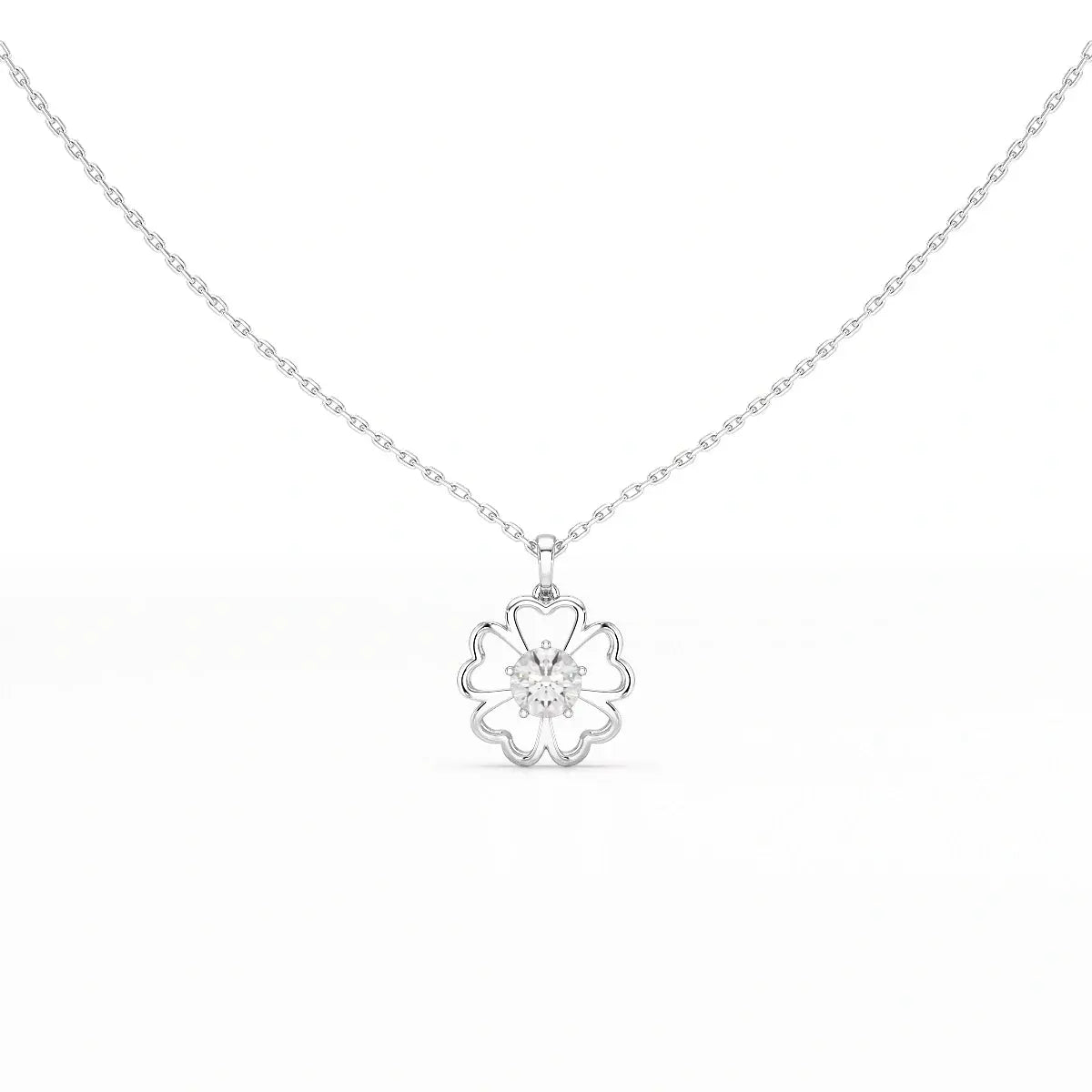 0.65 CT Heart Shape Pave Setting Chain Pendant With Round Cut Lab Diamonds Jama Jewels