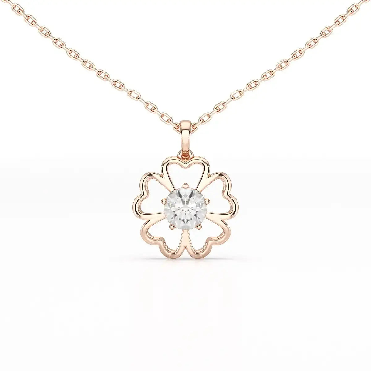 0.65 CT Heart Shape Pave Setting Chain Pendant With Round Cut Lab Diamonds Jama Jewels