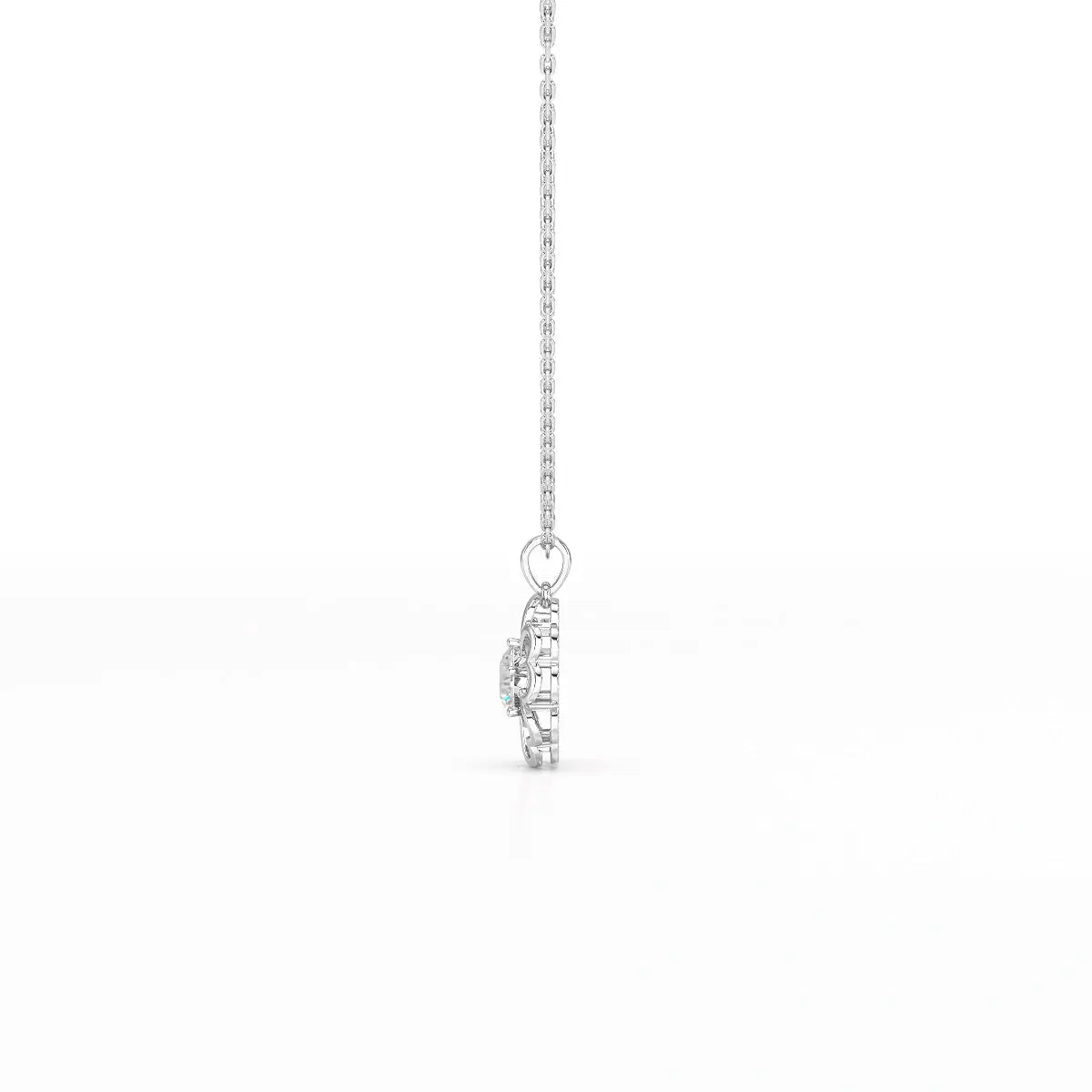 0.65 CT Heart Shape Pave Setting Chain Pendant With Round Cut Lab Diamonds Jama Jewels