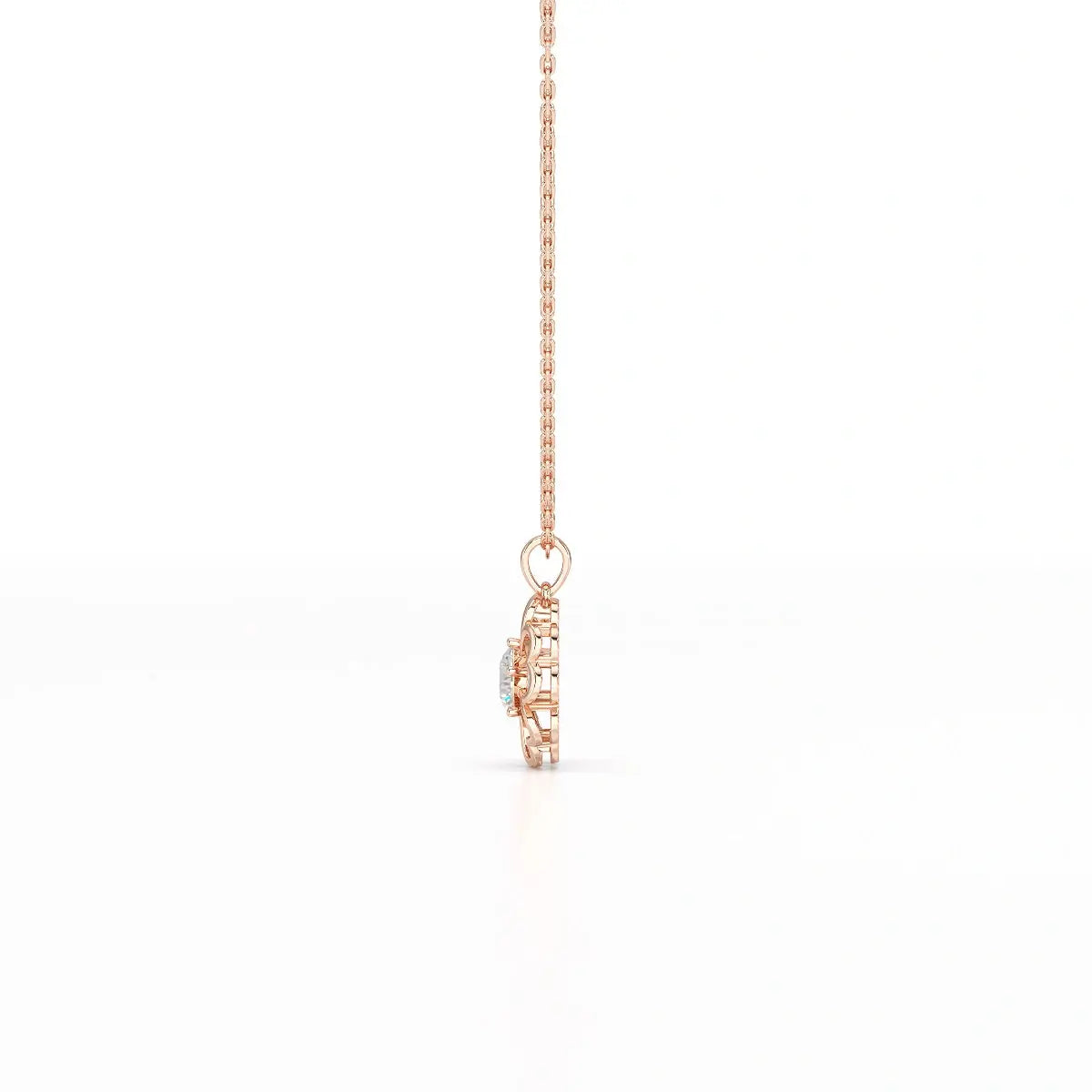 0.65 CT Heart Shape Pave Setting Chain Pendant With Round Cut Lab Diamonds Jama Jewels