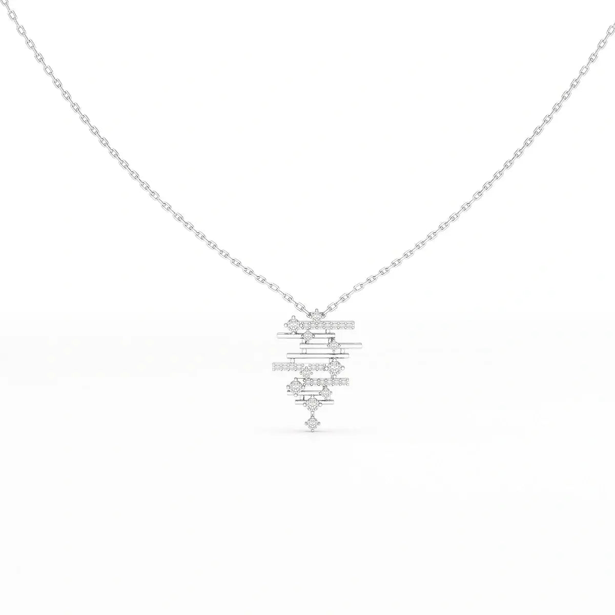 0.35 CT Lines Lab Diamond Chain Pendant with Round Cut Diamonds Jama Jewels