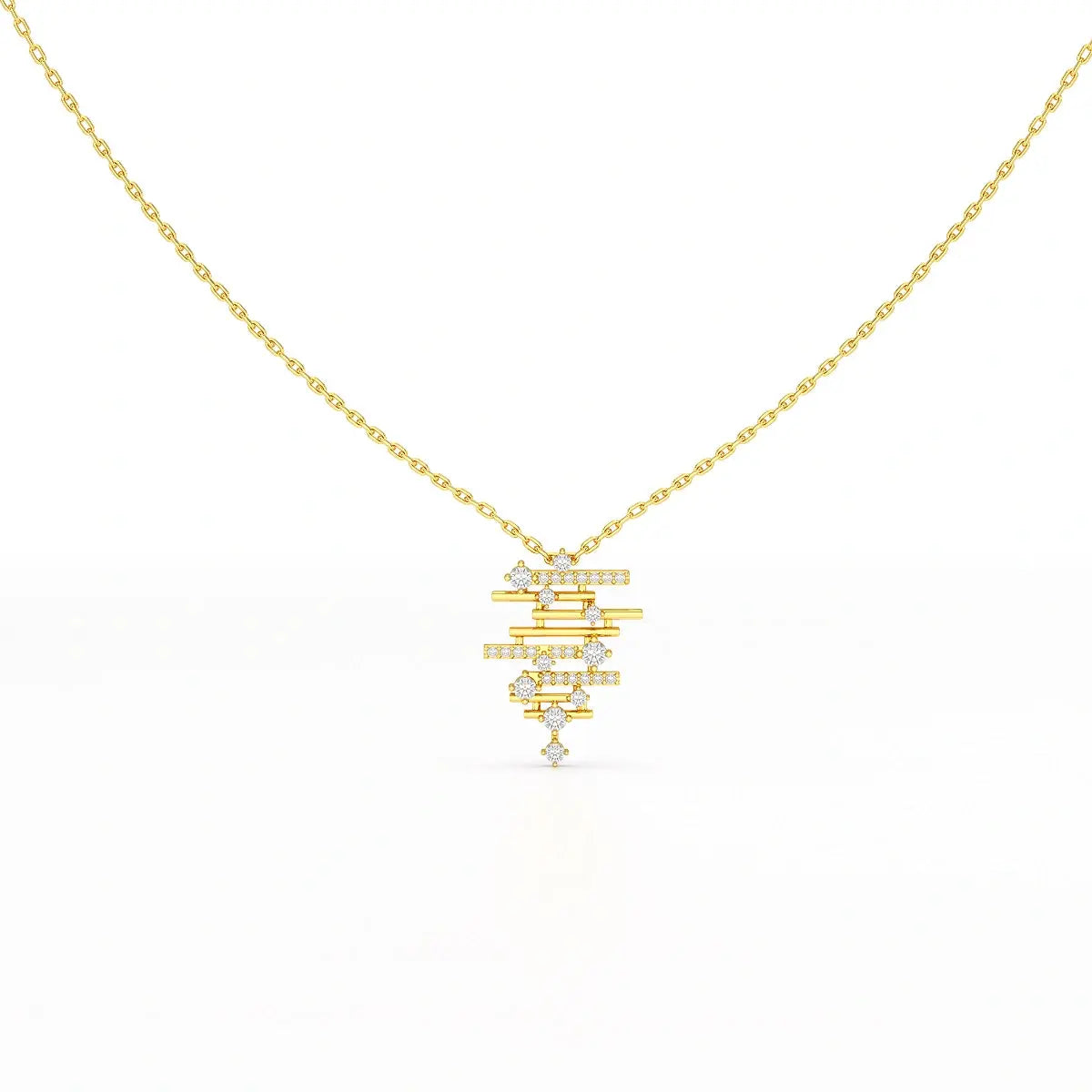 0.35 CT Lines Lab Diamond Chain Pendant with Round Cut Diamonds Jama Jewels