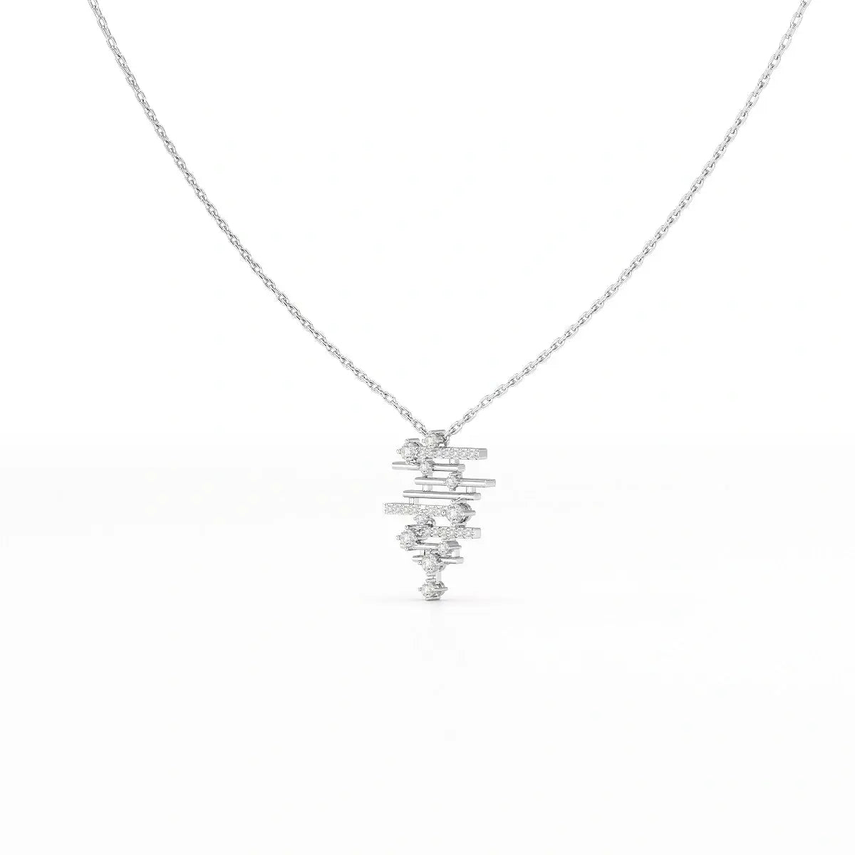 0.35 CT Lines Lab Diamond Chain Pendant with Round Cut Diamonds Jama Jewels