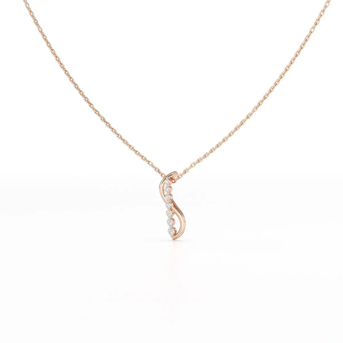 0.15 CT Round Cut Lab Diamond Swirl Chain Pendant Jama Jewels
