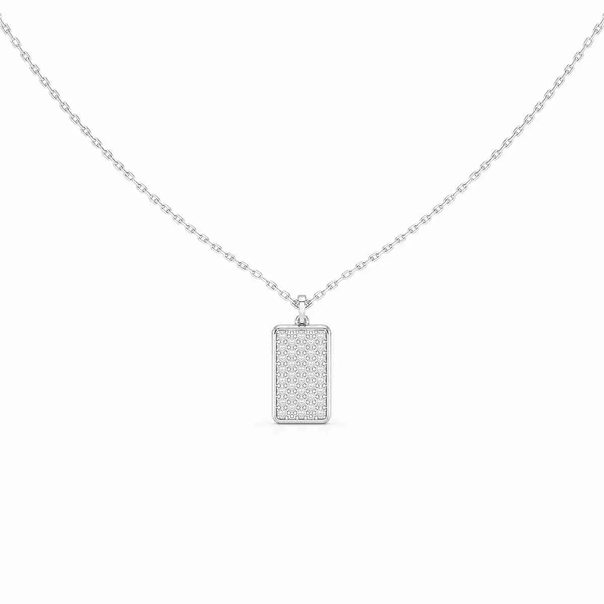 0.50 CT Lab Diamond Rectangular Chain Pendant with Round Diamonds Jama Jewels