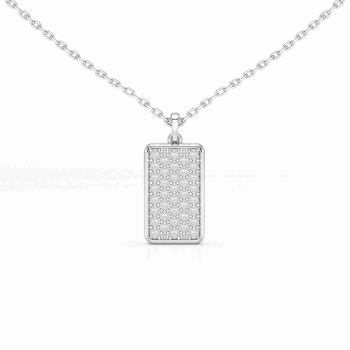 0.50 CT Lab Diamond Rectangular Chain Pendant with Round Diamonds Jama Jewels