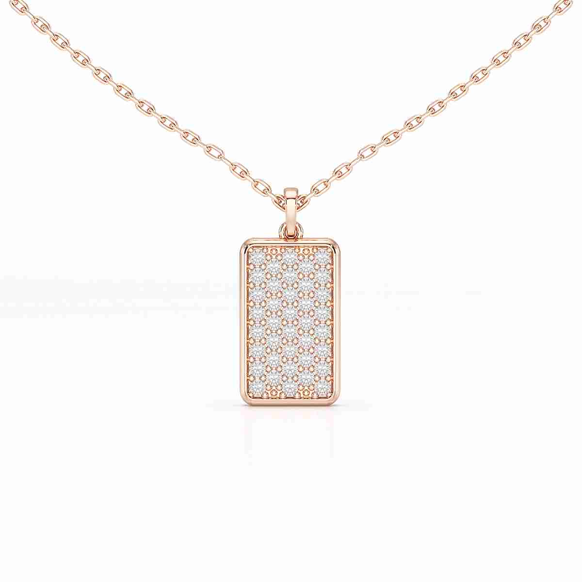 0.50 CT Lab Diamond Rectangular Chain Pendant with Round Diamonds Jama Jewels