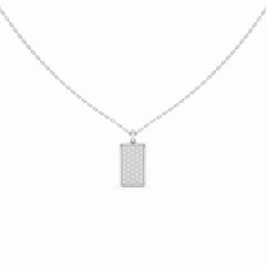 0.50 CT Lab Diamond Rectangular Chain Pendant with Round Diamonds Jama Jewels