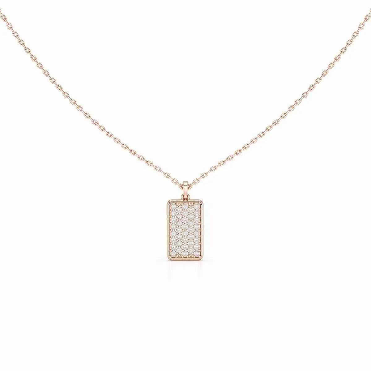 0.50 CT Lab Diamond Rectangular Chain Pendant with Round Diamonds Jama Jewels