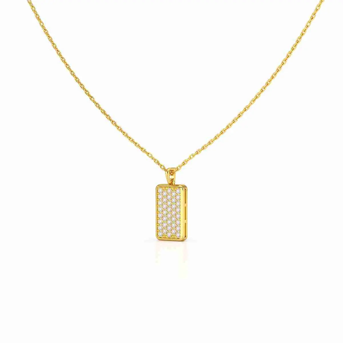 0.50 CT Lab Diamond Rectangular Chain Pendant with Round Diamonds Jama Jewels