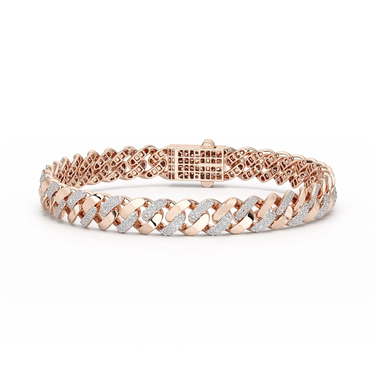 2.62 CT Round Cut Men's Cuban Bracelet