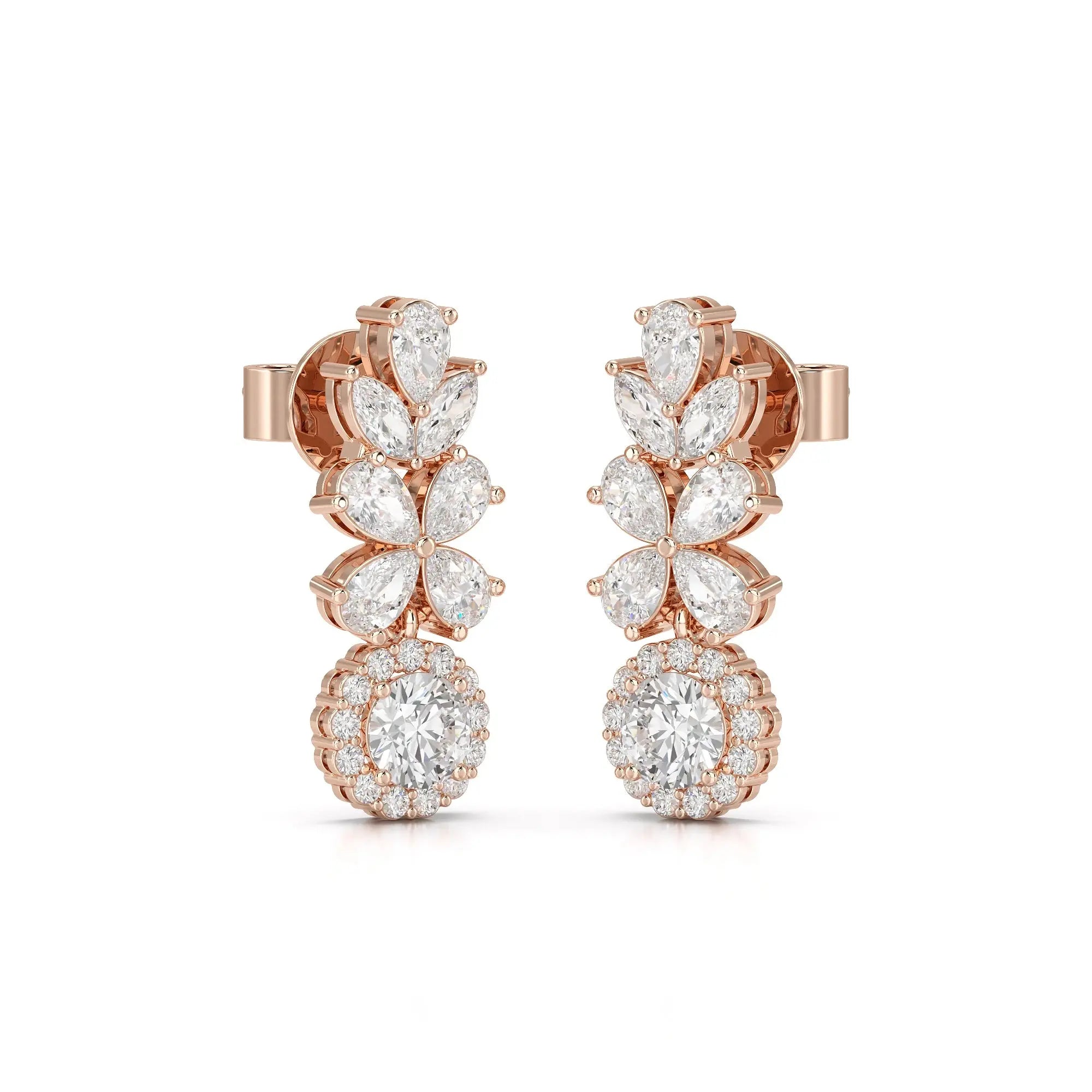 2.10 CT Multi Shape Diamond Drop Earring Jama Jewels