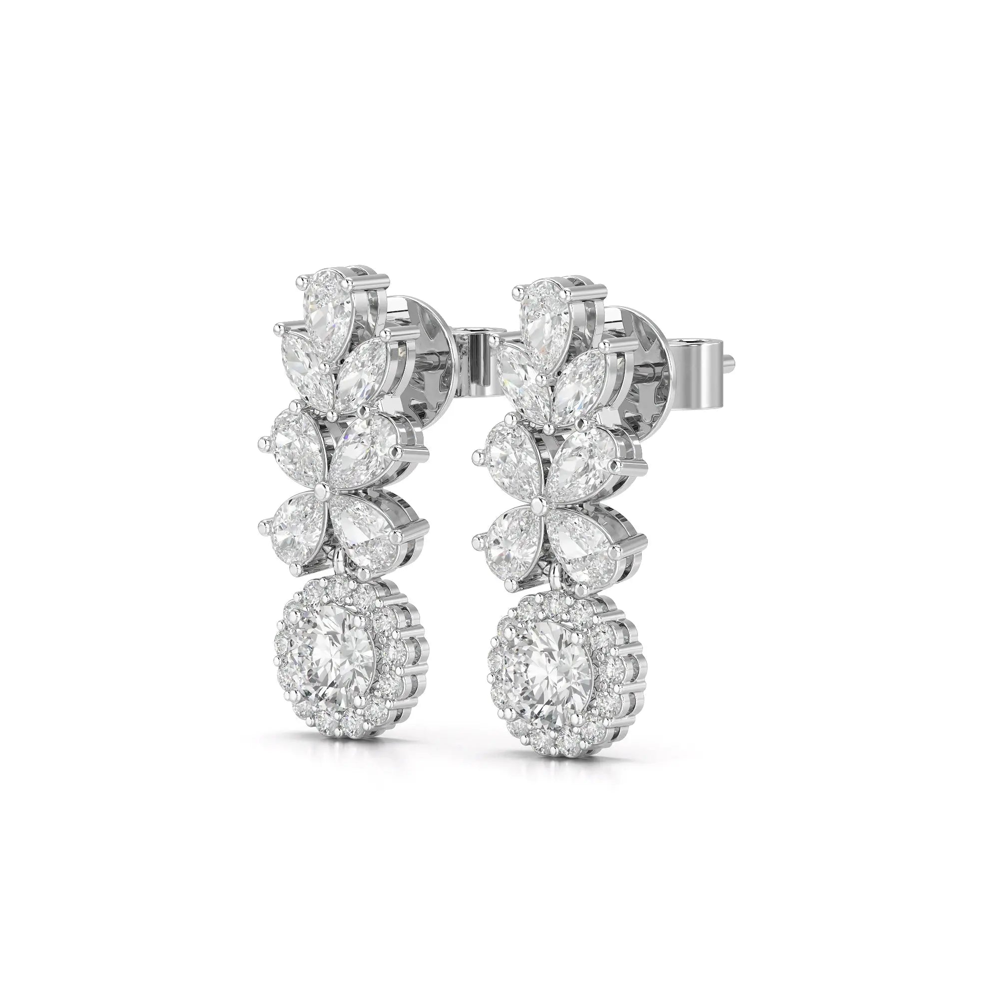 2.10 CT Multi Shape Diamond Drop Earring Jama Jewels