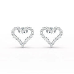 0.56 CT Heart Shaped Lab Diamond Stud Earrings