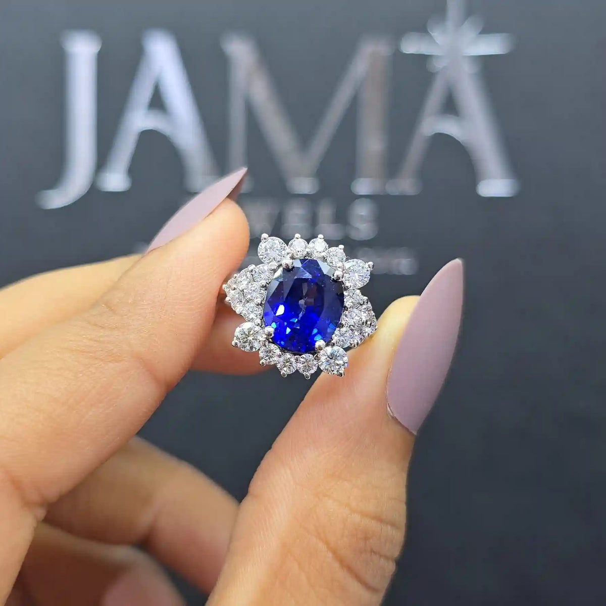 1.14 CT Lab Grown Oval Cut Gemstone Ring with Side Diamonds(Ready for Delivery)