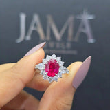 1.61 CT Lab Grown Oval Cut Gemstone Ring with Side Diamonds(Ready for Delivery)