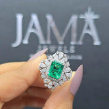 1.56 CT Lab Grown Emerald Cut Gemstone Ring with Side Diamonds(Ready for Delivery)