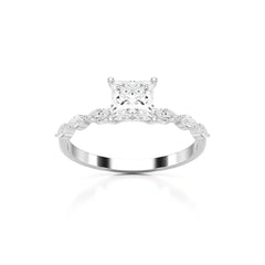1.3 CT Princess Cut Lab Diamond Ring with Marquise cut Side Diamonds Jama Jewels